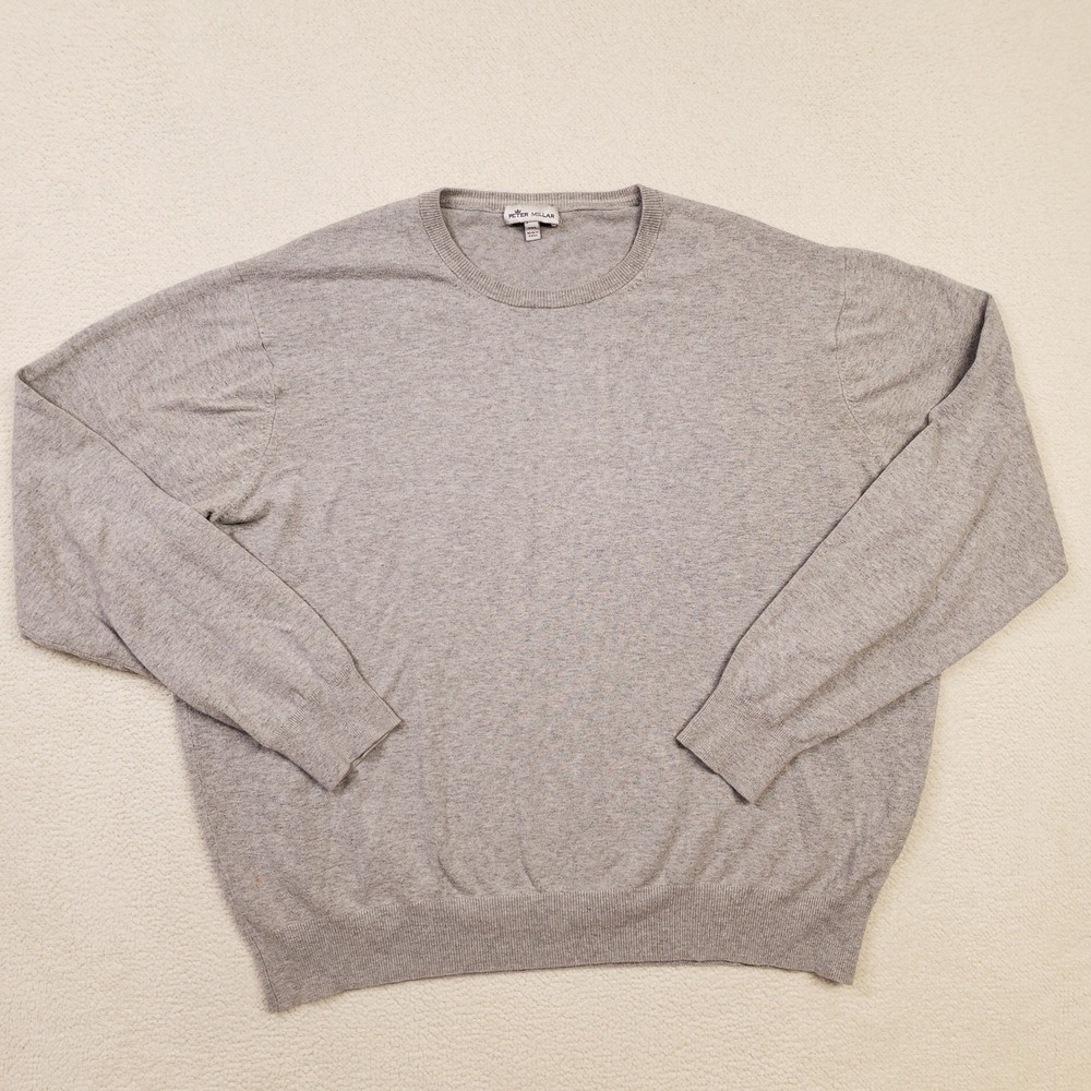 Peter Millar Sweater Mens XXL Gray‎ Pima Cotton Silk Cashmere Pullover MS19S03